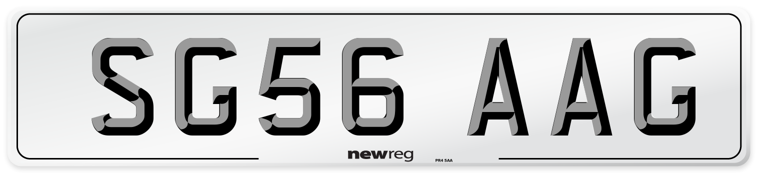 SG56 AAG Number Plate from New Reg